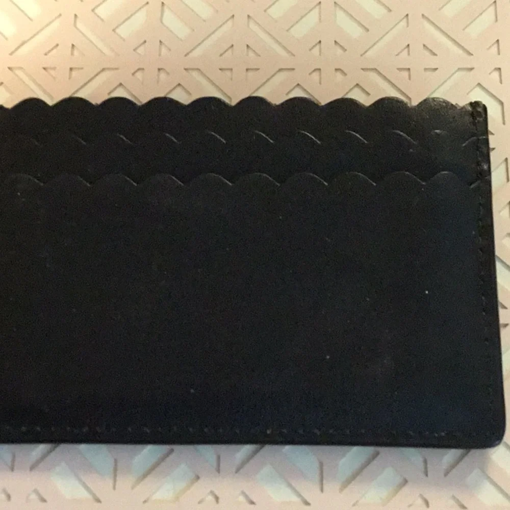 kate spade Black Scalloped Edge Card Holder with Gold Logo